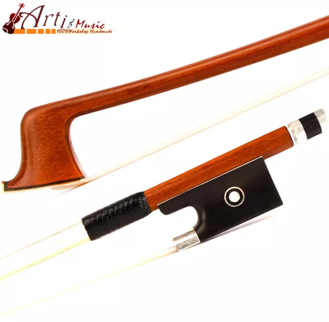 Pro Master Pernambuco Violin Bow 1/2 Ebony Parisan eye Frog Silver Parts Light