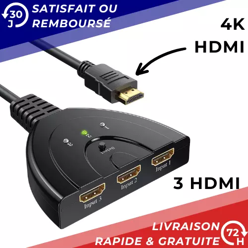 COMMUTATEUR HDMI 4K Switch Répartiteur Splitter Multiprise 3 Port HDMI  Universel EUR 6,97 - PicClick FR