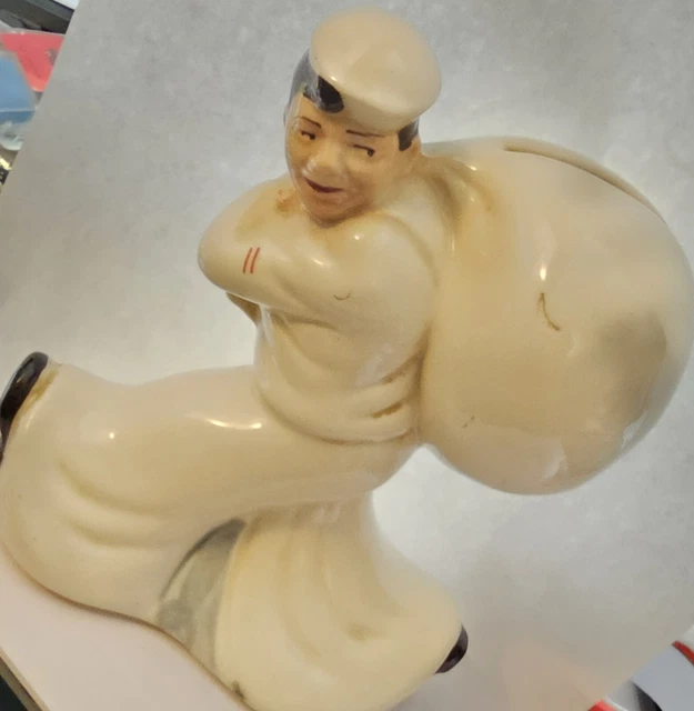 Vintage McCoy The Seaman's Bank For Savings Sailor WWII Coin Bank 5.5”