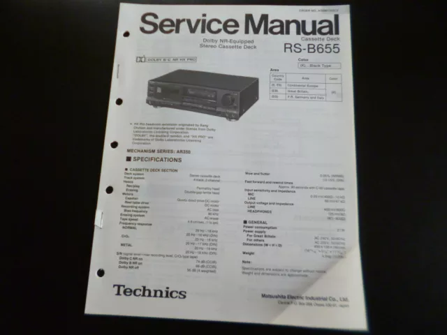 Original Service Manual Schaltplan Technics RS-B655