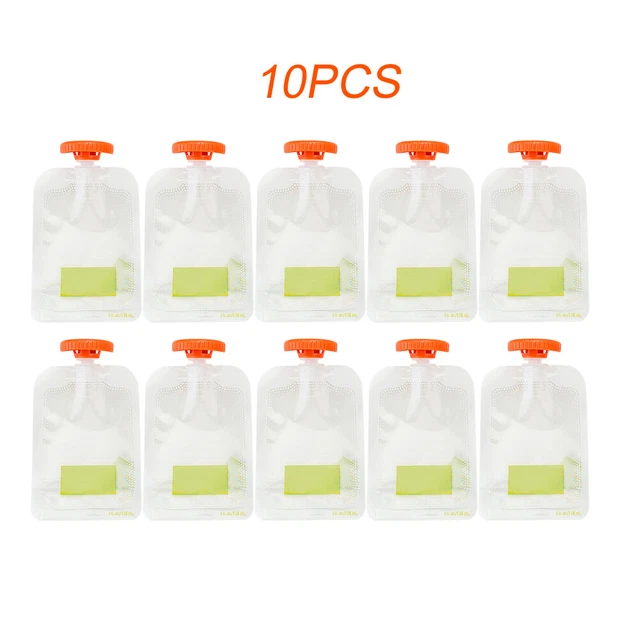 10pcs/set With Lid Baby Food Pouch Storage Dispenser Vegetable Home Kitchen