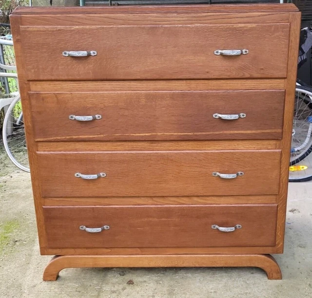 COMMODE VINTAGE BOIS massif 4 tiroirs années 60-70 belles poignées ...