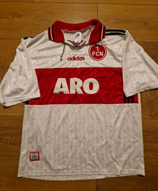 ADIDAS FC NURNBERG Away 1997 1998 VINTAGE Football Shirt Trikot Sammlung ARO XL