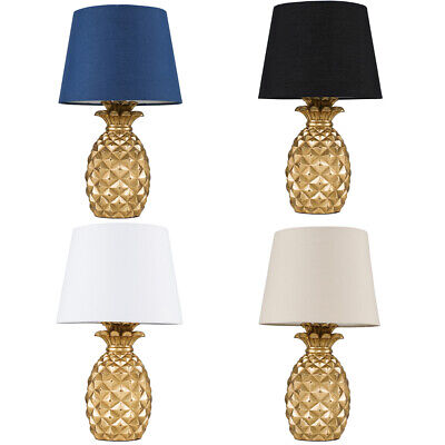 Modern Metallic Gold Pineapple Table Lamp Light Tapered Shade LED Bulb Lighting