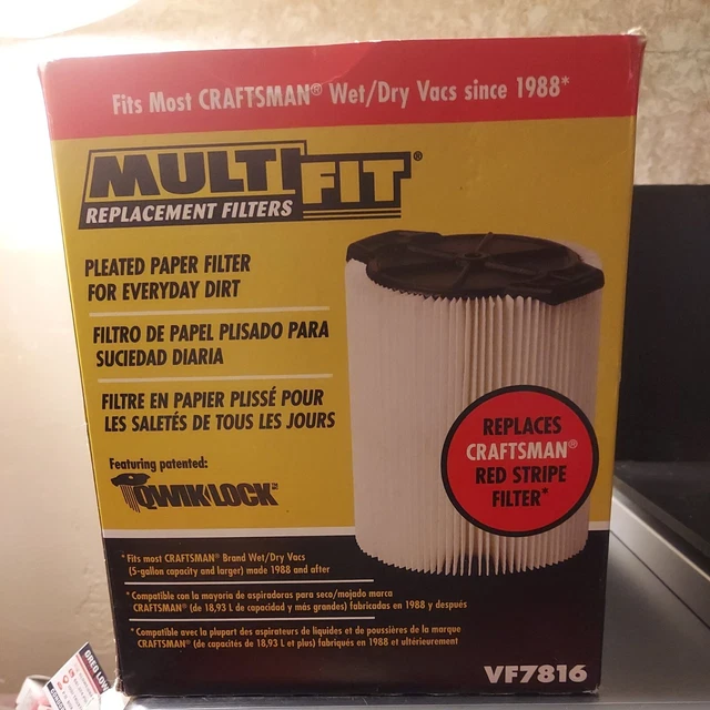 MULTIFIT VF7816 CARTRIDGE Filter Wet/Dry Shop Vac Vacuum CRAFTSMAN