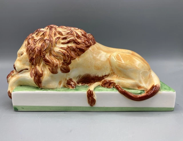 PAIR Vtg Eximious Italy Hand Painted Ceramic Pottery Lion Figures / Bookends 3
