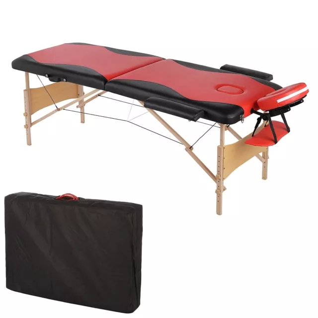 2 Zonen Mobile Massageliege Inkl.tasche Massagebank Klappbar Rot/Schwarz Neu