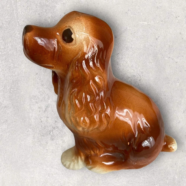 Vintage Cocker Spaniel Dog Ceramic Figurine, 6.25” Tall, Royal Copley Brand