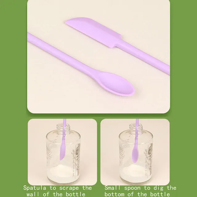 Mini Silicone Spatula Heat Resistant Long Handle Dual-Ended Scraper With Spoon