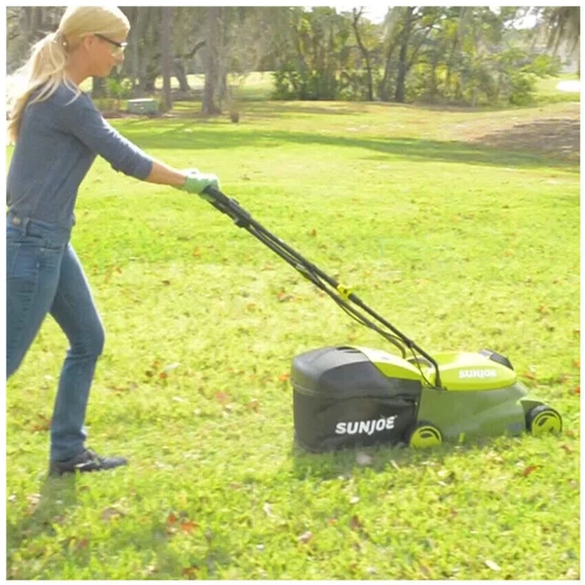 SUN JOE CORDLESS Electric WalkBehind Push Lawn Mower, 14inch, 28Volt
