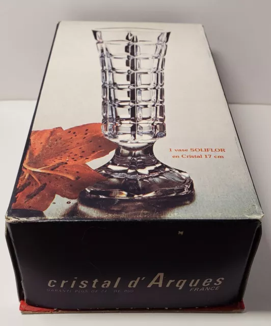 Vintage Cristal d' Arques France Soliflor Lead Crystal Vase NOS In Original Box