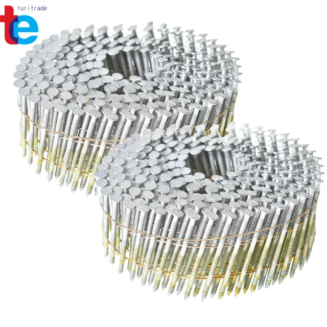 2 Inch x 0.092 Inch 15 Degree Collated Wire Coil Full Round Head Nails 3600 Pcs