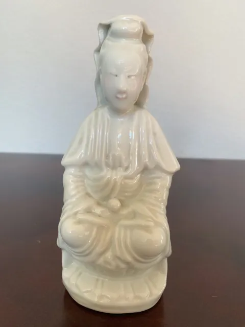 Antique 19th century Chinese Dehua Blanc De Chine Guanyin Porcelain Statue