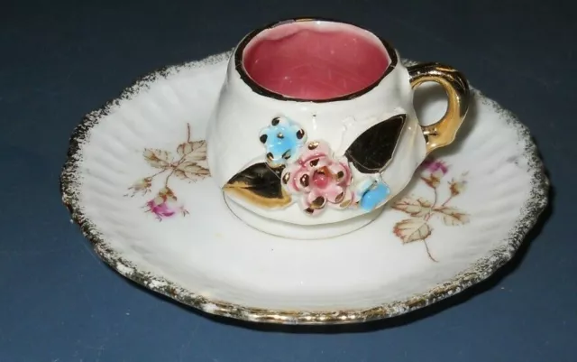 Vintage Kpm Small Cup Saucer Set Floral Design Demitasse