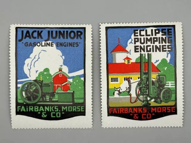c 1915 FAIRBANKS MORSE Gas Eclipse Pumping ENGINES Farm Advertising POSTER STAMP