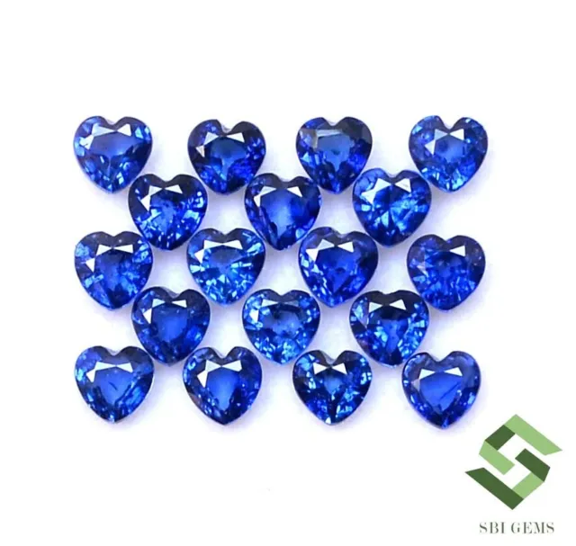 4x4 mm Natural Blue Sapphire Heart Shape Cut Lot 18 Pcs 6.99 CTS Loose Gemstones