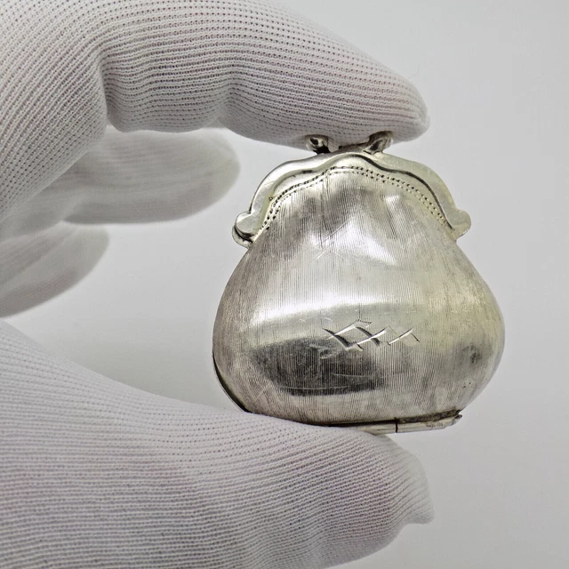 Vintage Italian Handmade Genuine Silver Purse Shaped Trinket Box Figurine 2