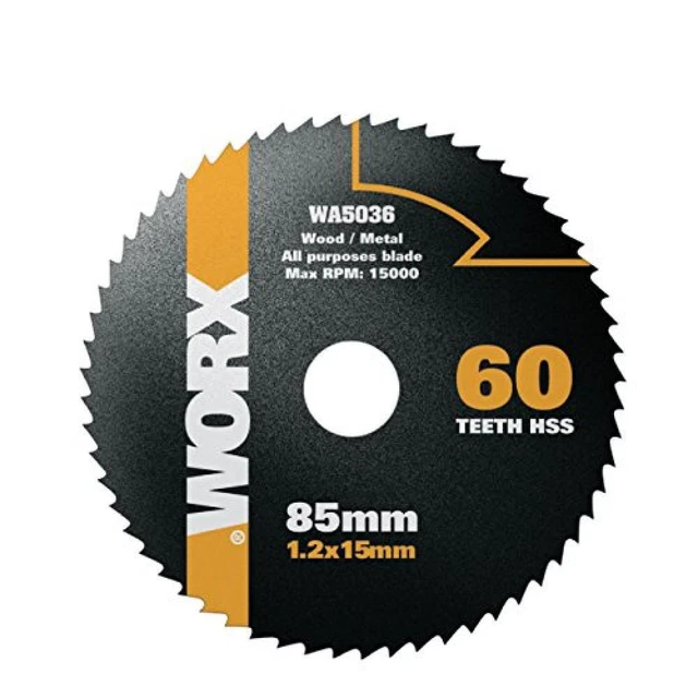 Lama in acciaio HSS modello WORX WA5036, per sega circolare, con 60 denti, Ø 85