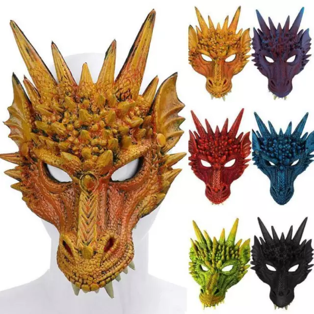 Dragon Full Head Cover Fancy Mask Halloween Adult Costume Cosplay Accessory Prop