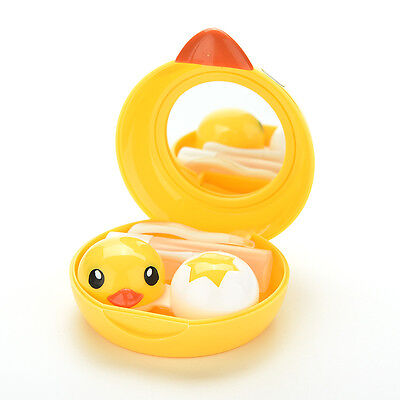 Juego de lentes de contacto soporte para lentes caja kit de viaje portátil lindo pato amarillo;