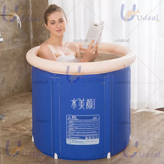 Portable Ice Bath Folding Bathtub Inflatable Cold Therapy Hot Tub Spa Massage AU 3