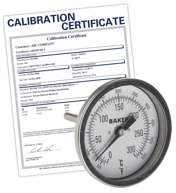 Baker T30025-550 Bimetal Thermometer, 50 to 550&deg;F (0 to 300&deg;C),