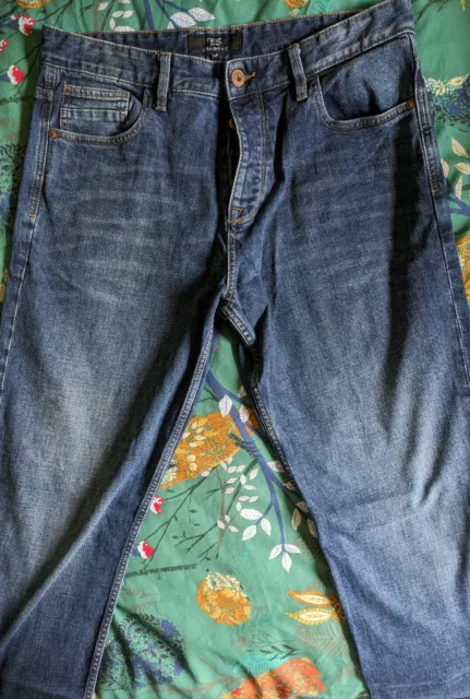 NEXT Straight Fit jeans size 34R, blue mid/dark wash denim, 34" waist 32" leg