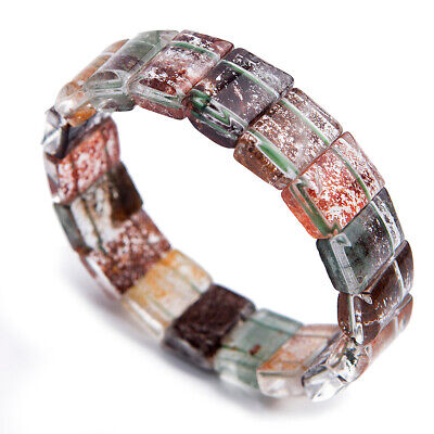 Natural Colorful Phantom Quartz Gemstone Rectangle Beads Bracelet 17x12mm AAAA