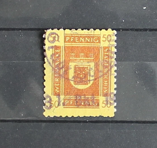 50 Pfg. Wertmarke Stadt Bochum, gestempelt
