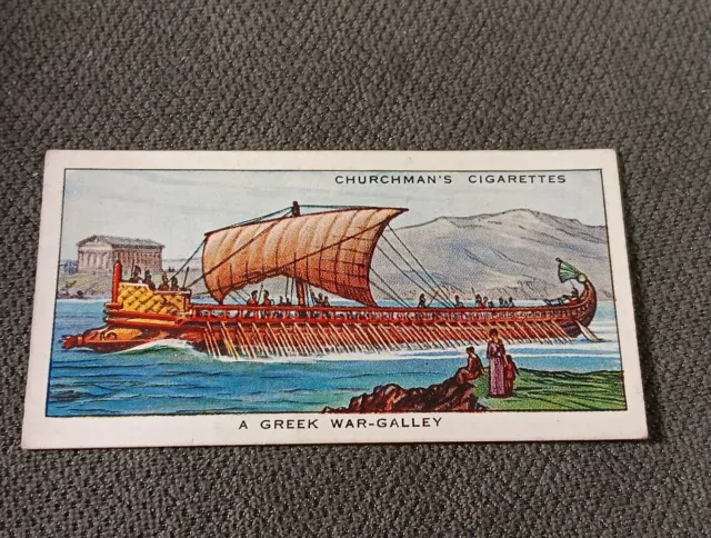 👉1936 Churchman's Story of Navigation Card # 9 A Greek War-Galley (7)