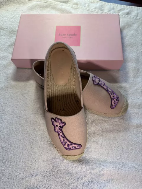 KATE SPADE Garden Giraffe Espadrilles Pale Vellum Size 6B - Excellent Condition