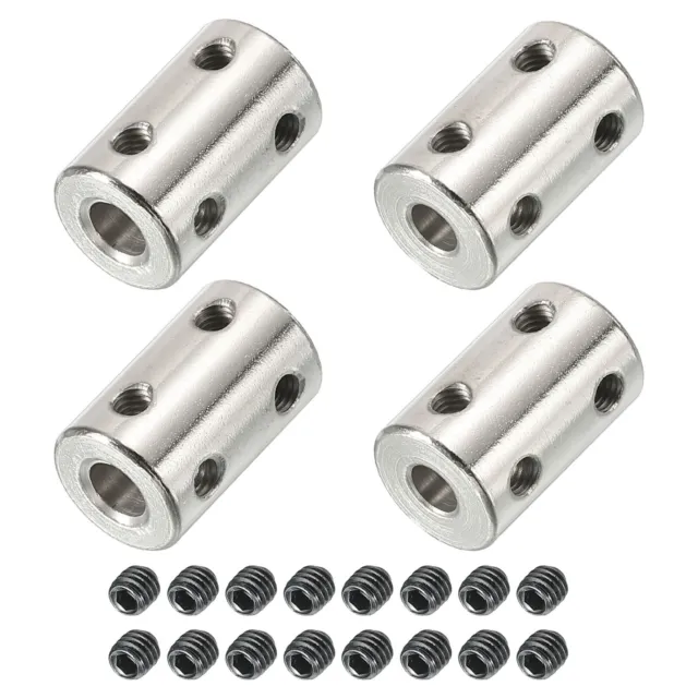 Shaft Coupler L22xD14 5mm to 6mm Stainless Steel w Screw Silver 4Pack