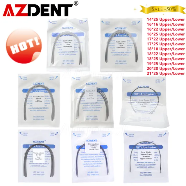 AZDENT Dental Ortho Super Elastic Niti/Stainless Steel Rectangular Arch Wire