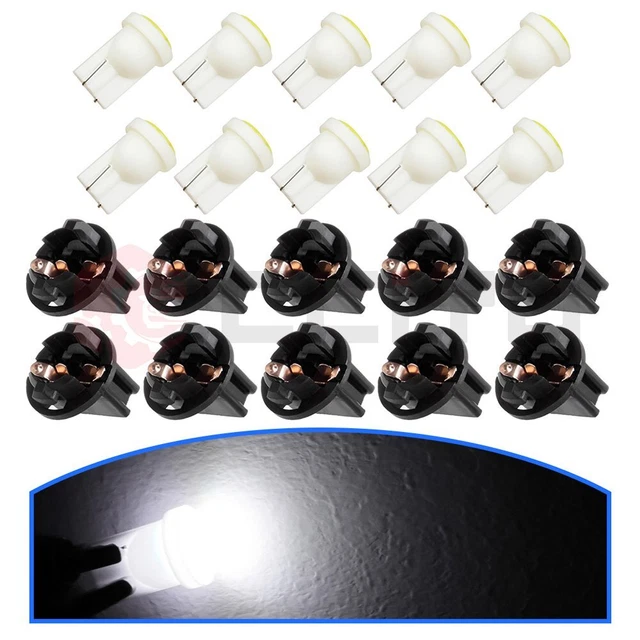 10x COB Led T10 168 194 Instrument Cluster Dash Light Twist Lock Socket White