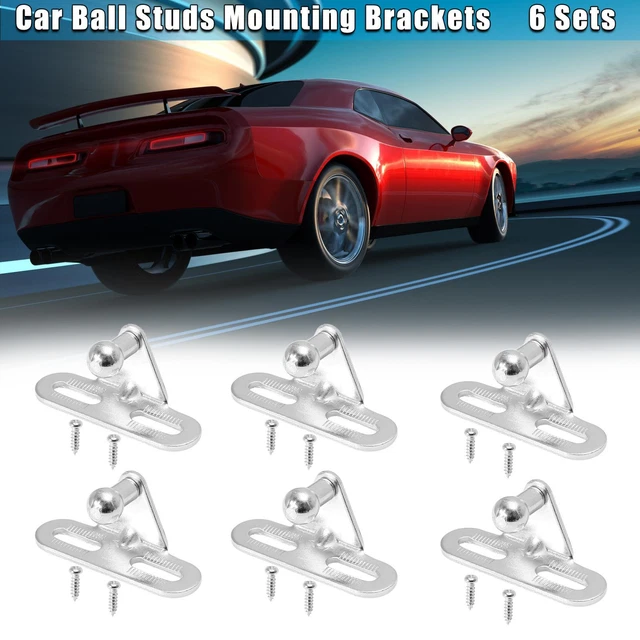 6 Set 10mm Car Ball Studs Mounting Brackets with Screw Silver Tone 51x19x24mm