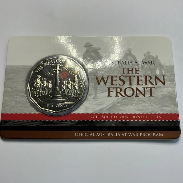 2014 50 CENT Coin The Western Front Australia at War RARE Coloured
