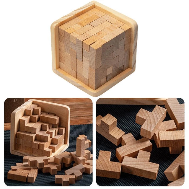 Wooden Intelligence Toy Brain Teaser Game 3D IQ Puzzle Adults✨2 C5 For Kids L5V4