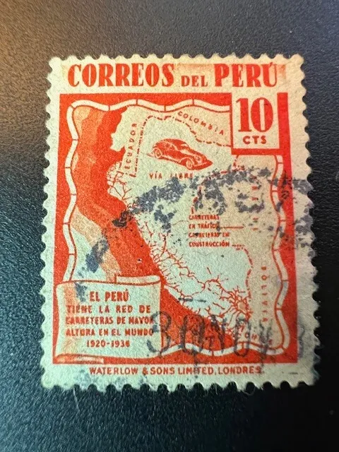 10 cts Correos del Peru 1938 Stamp - collectible