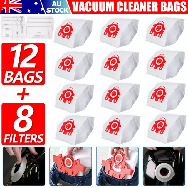 12X Vacuum Dust Bags+8x Cleaner Filters for Miele FJM Complete S290 S700 S4 S6