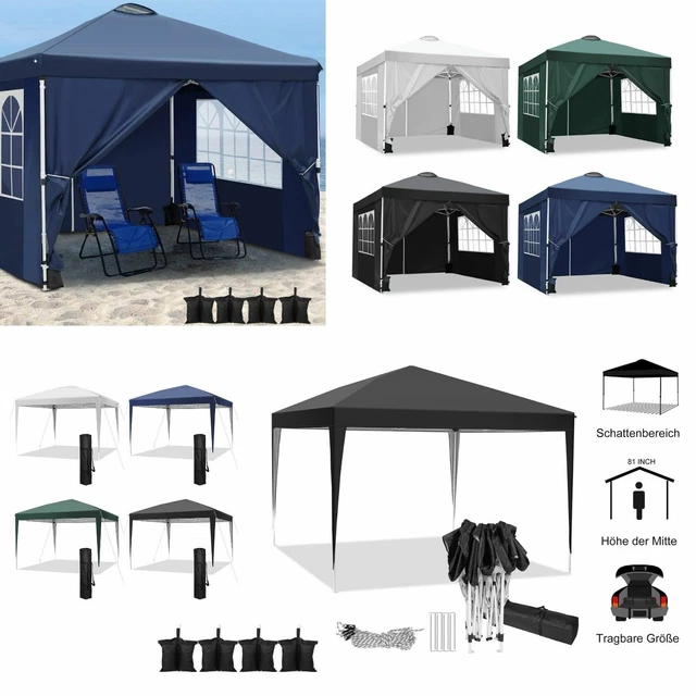 YUEBO Faltbar Pavillon 3x3m Faltpavillon Gartenpavillon Partyzelt Maskstand