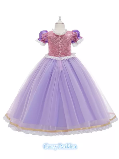 Z-A3-3 Girls Rapunzel Sofia Princess Tutu Dress Kids Fairytale Book Week Costume 3