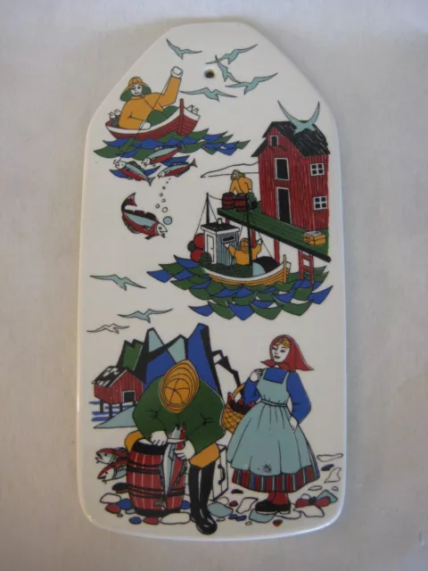 Norway Torskefiske Handpainted Silkscreen Gerd Design Wall Plaque, 12 3/4"