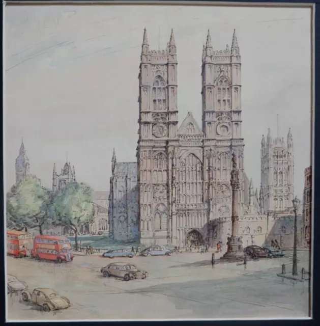 Westminster Abbey, London. Watercolour by Adeline Margery Barker (1888-1970)