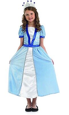 Fun Shack girls Princess Costume Childrens Blue Royal Gown Queen Dress 6-8 yrs