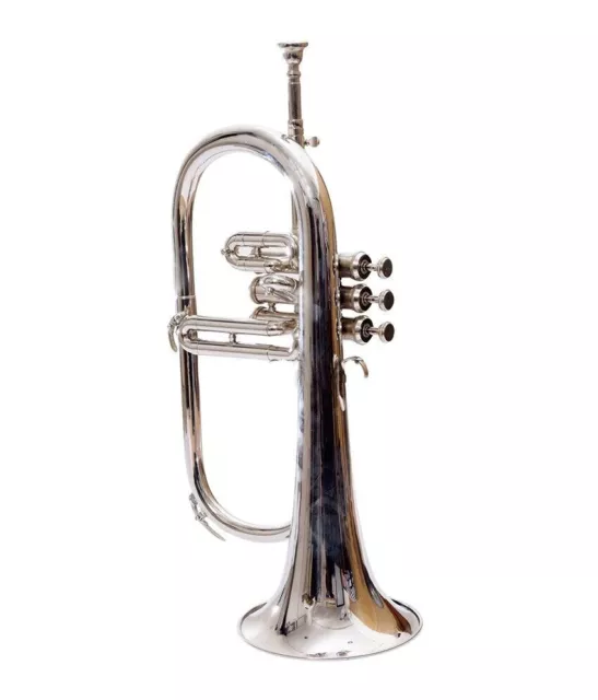 Flugel Horn 3 Valve Nickel Silver BB Pitch Tune with Hardcase & Mouthpiece