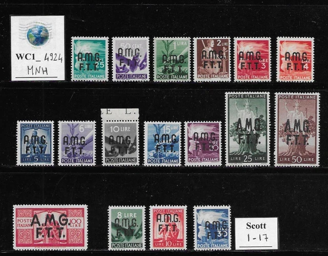 WC1_4924. TRIESTE FTT. 1947 cplt. DEMOCRATICA set. Scott 1-17. MNH