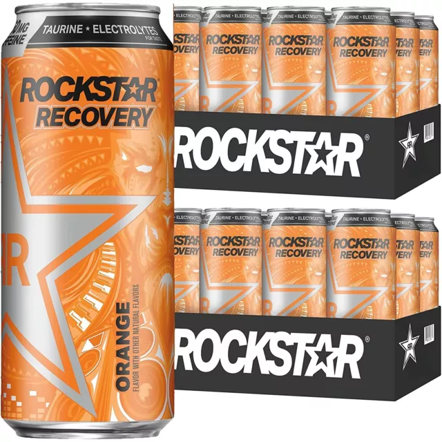 PACK OF 24 Cans Rockstar Recovery Energy Drink, Orange, 16 oz /10