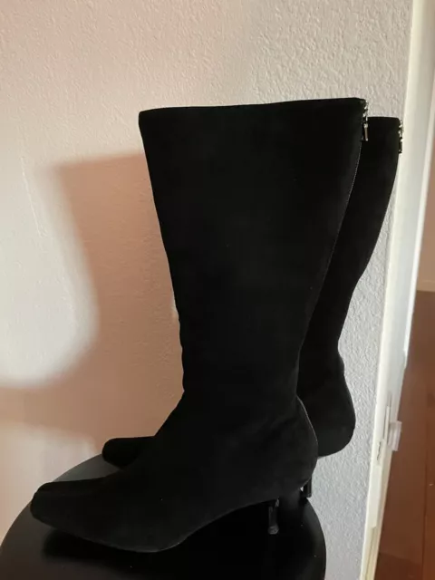 prada black suede knee high boots 39.5