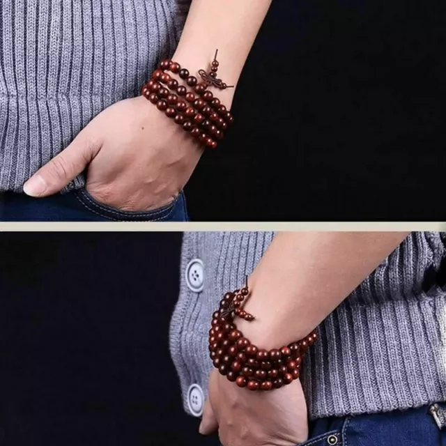 Sandalwood Buddhist Buddha Meditation 108 Prayer Bead Mala-Bracelets HOT^New