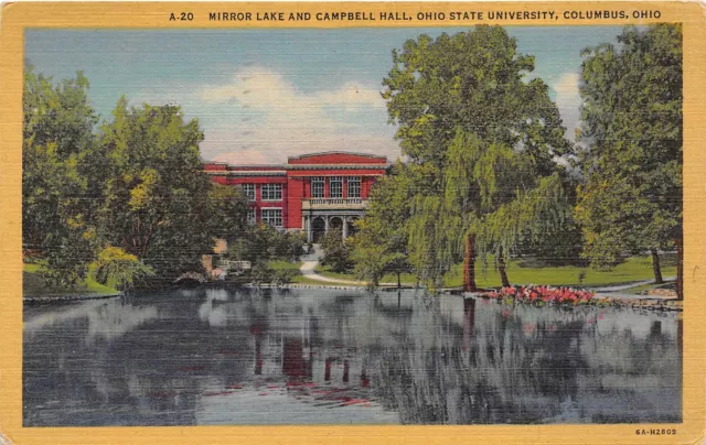 Columbus Ohio 1948 Postcard Ohio State University Mirror Lake